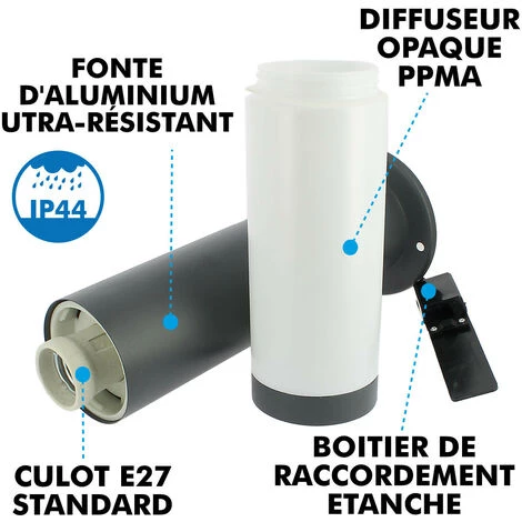 ARUM LIGHTING Borne Extérieure Anthracite VALENTE Hauteur 45cm – Image 3