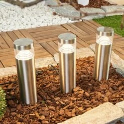 LINDBY LED Lampe Sur Piquet 'Agathe' En Inox - Acier Inoxydable, Transparent